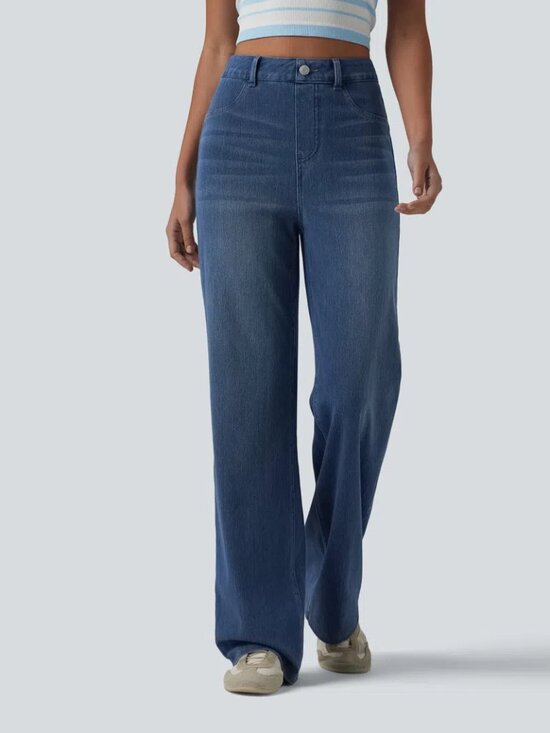 HALARA Denim - Halara Flex High Waisted Sculpted Lift Design Straight Leg Jeans Pockets M Reg